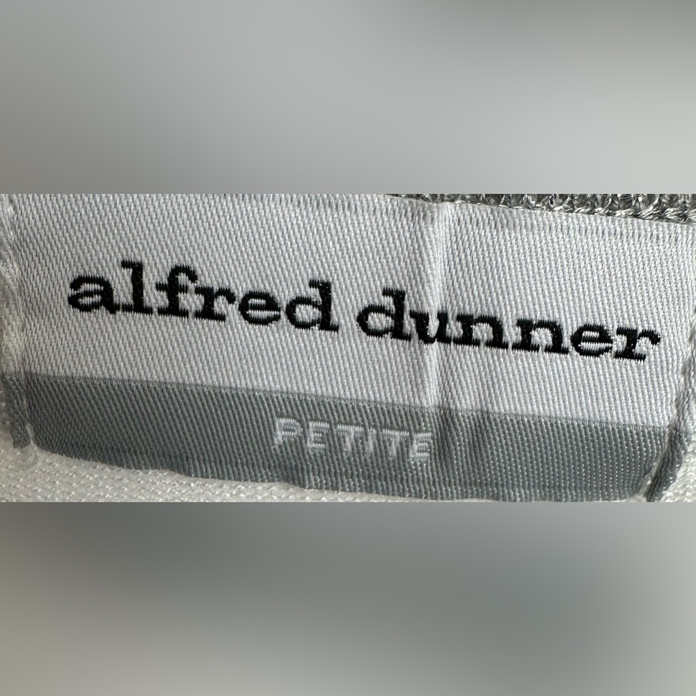 Alfred Dunner PXL 3/4 length metallic silver and white striped pullover top - Picture 5 of 7